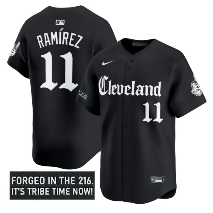 José Ramírez Jersey #11 Cleveland Indians Gothic Iron Edition Stitched Black by My Store