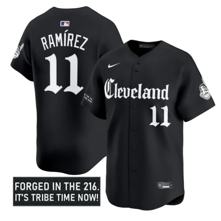José Ramírez Jersey #11 Cleveland Indians Gothic Iron Edition Stitched Black by My Store