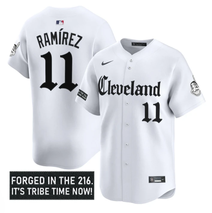 José Ramírez Jersey #11 Cleveland Indians Gothic Iron Edition Stitched Whie by My Store