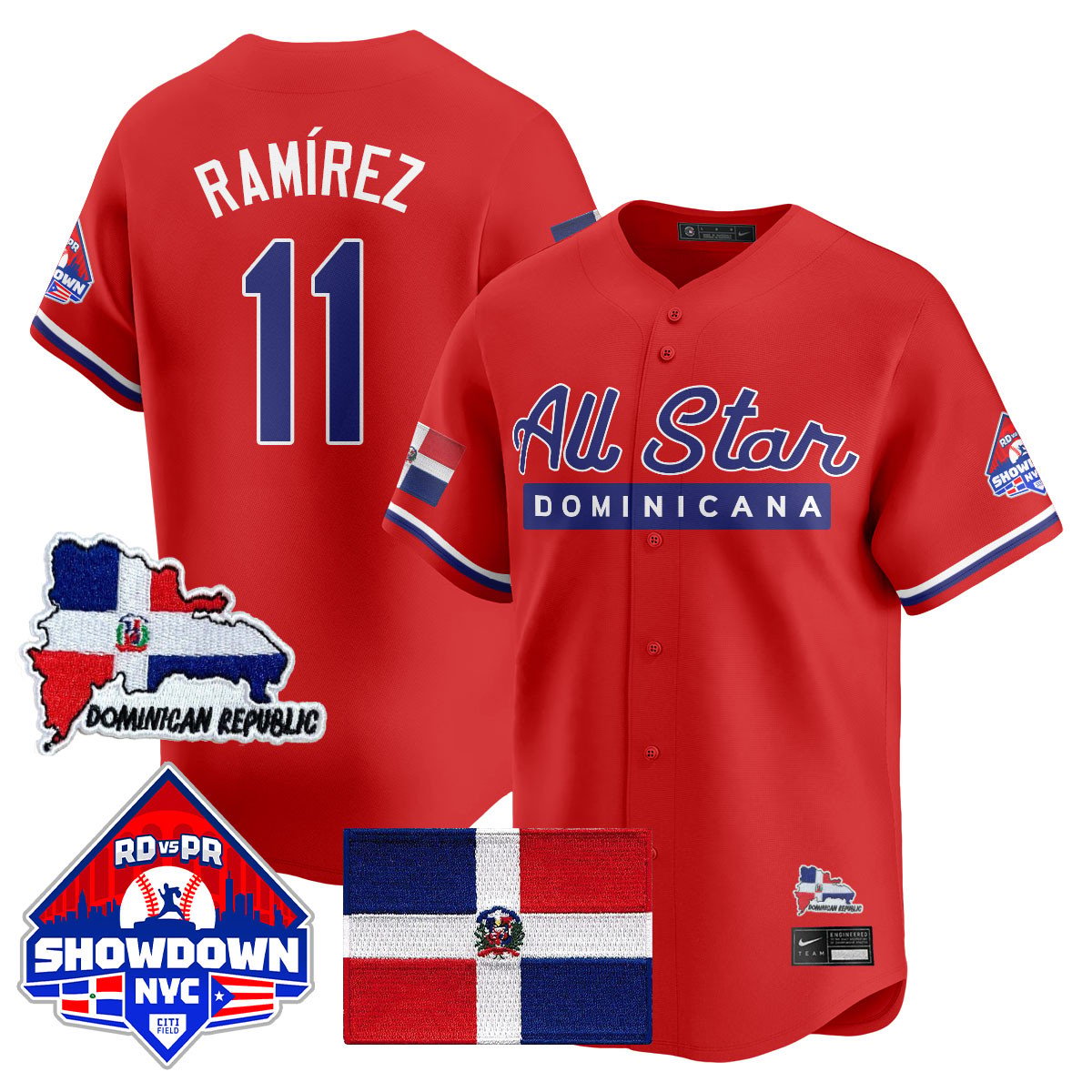 José Ramírez Jersey #11 Dominican Republic Baseball All-Star 2025 Red by My Store