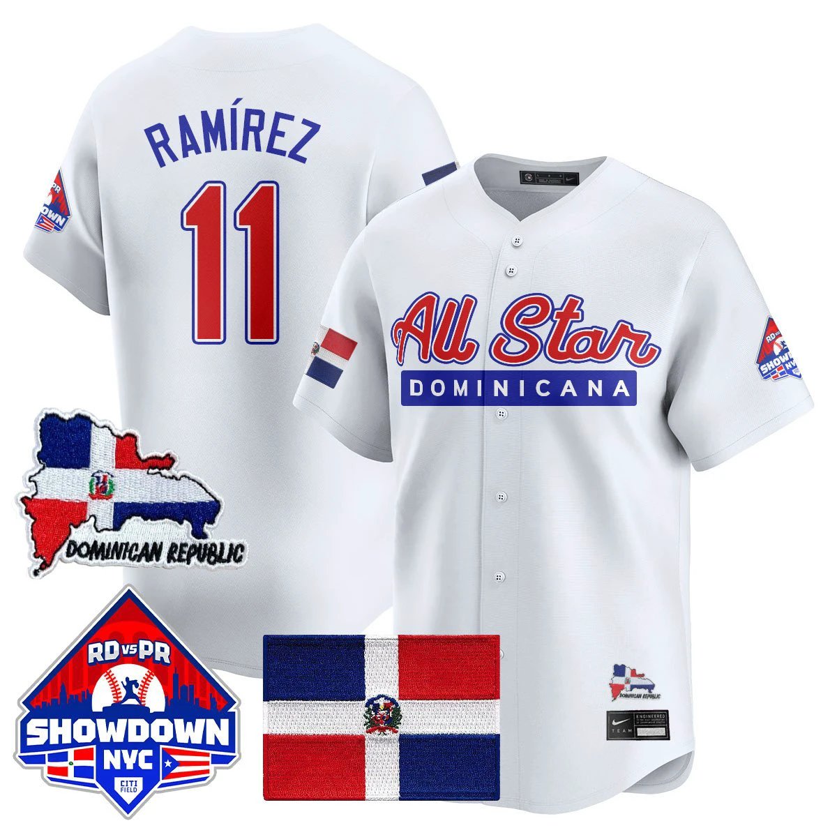 José Ramírez Jersey #11 Dominican Republic Baseball All-Star 2025 White by My Store