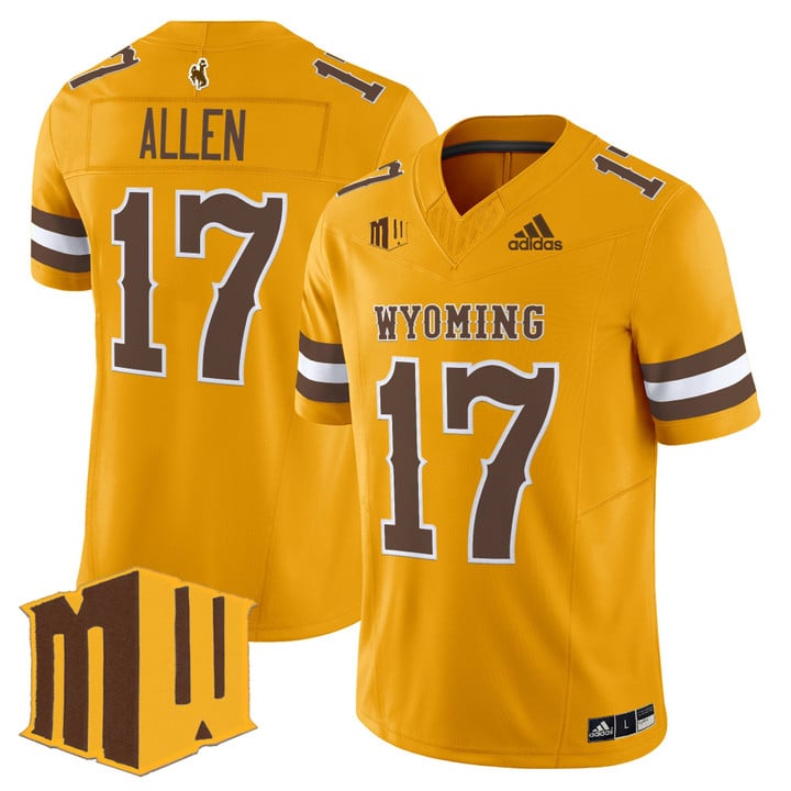 Josh Allen Jersey #17 Wyoming Cowboys 2025 Vapor Limited Stitched Gold by NCAA Football Jersey