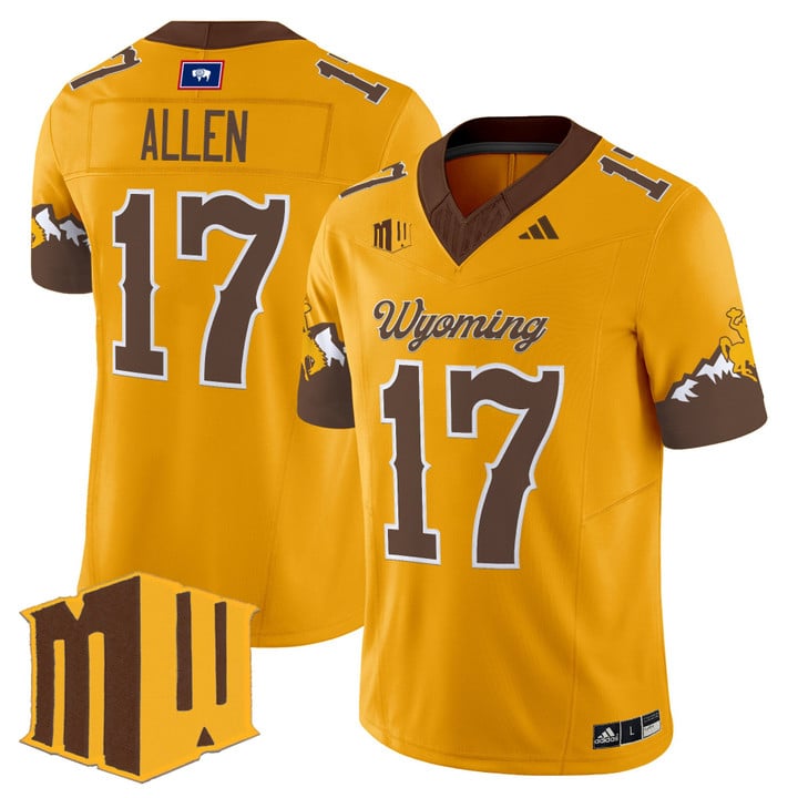 Josh Allen Jersey #17 Wyoming Cowboys 2025 Vapor Limited Stitched Gold Limited by NCAA Football Jersey