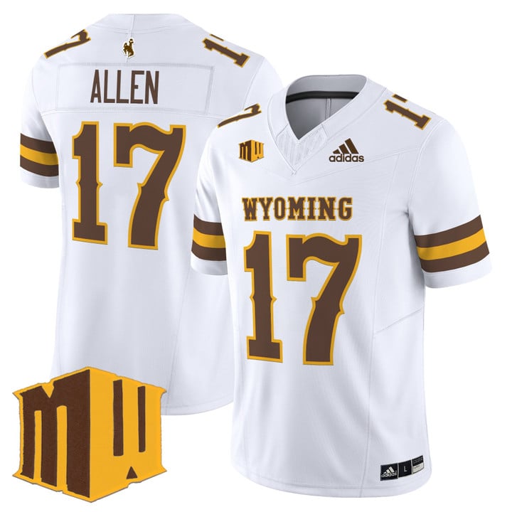 Josh Allen Jersey #17 Wyoming Cowboys 2025 Vapor Limited Stitched White by NCAA Football Jersey