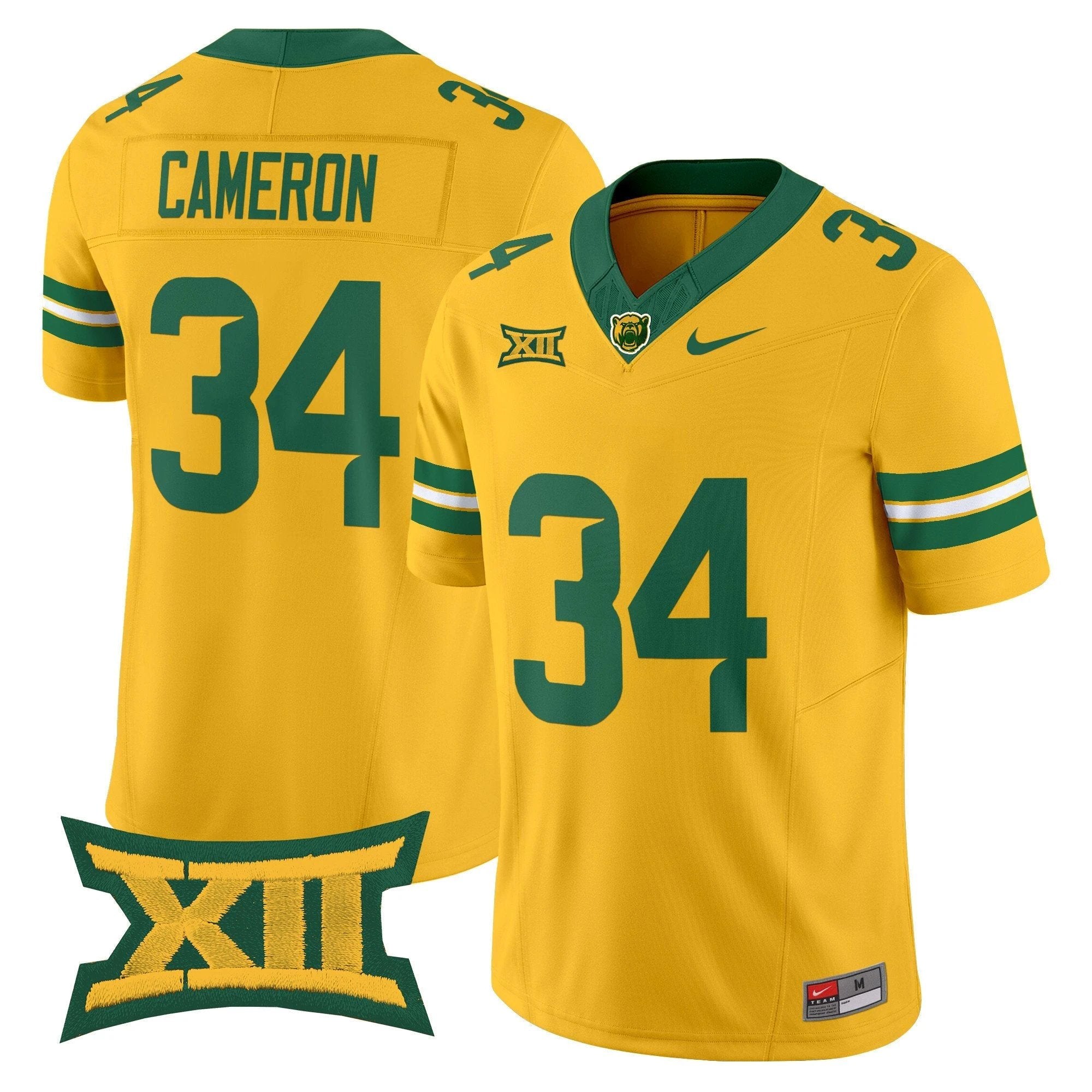 Josh Cameron Jersey #34 Baylor Bears 2025 Vapor Stitched Gold by NCAA Football Jersey