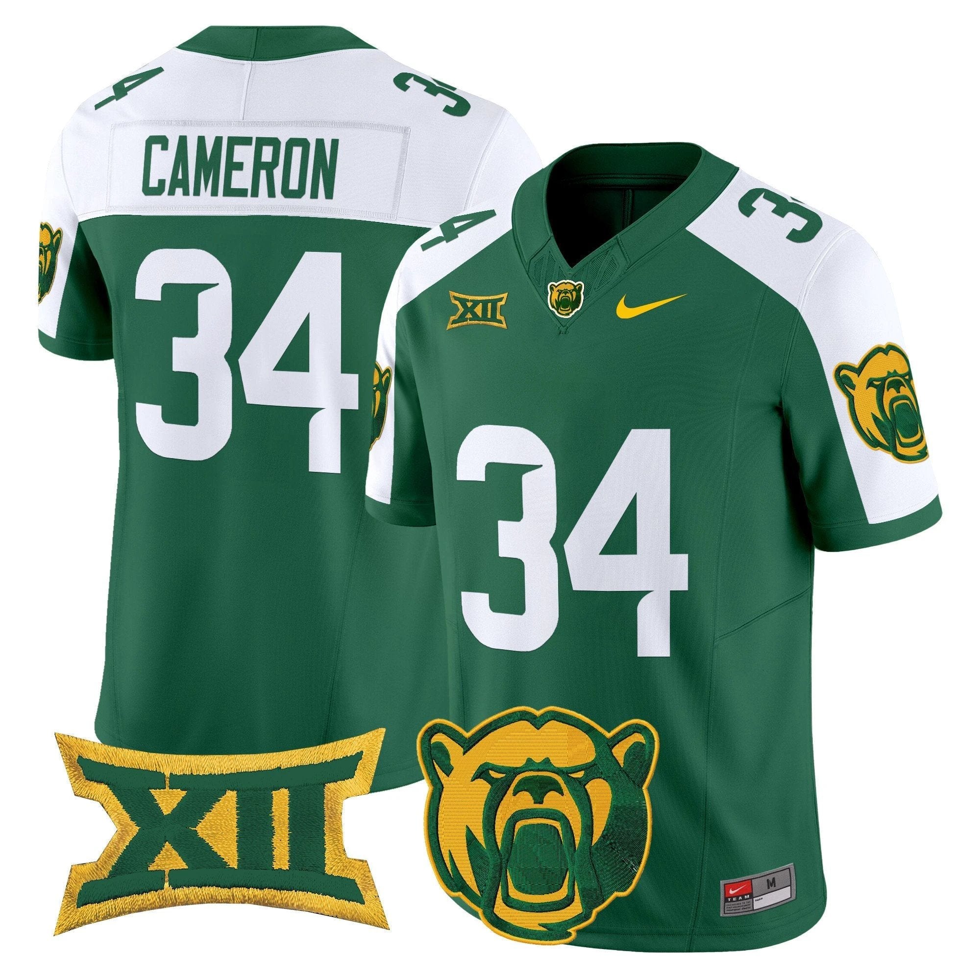 Josh Cameron Jersey #34 Baylor Bears 2025 Vapor Stitched Green Alternate by NCAA Football Jersey