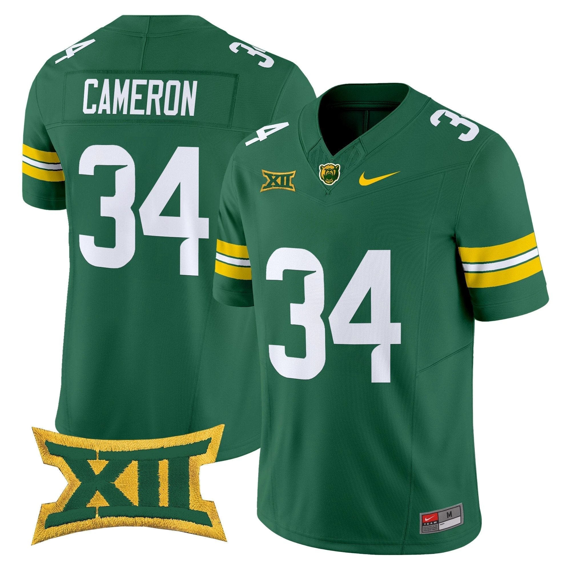 Josh Cameron Jersey #34 Baylor Bears 2025 Vapor Stitched Green by NCAA Football Jersey