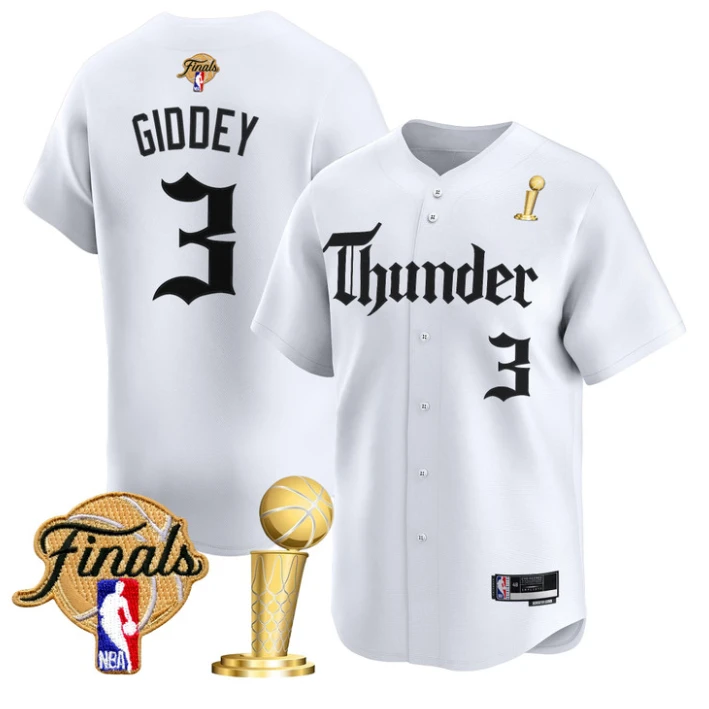 Josh Giddey Jersey #3 Oklahoma City Thunder Gothic Storm 2025 Champions White by My Store