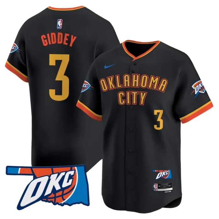 Josh Giddey Jersey #3 Oklahoma City Thunder Vapor Baseball Stitched 24-25 City by My Store