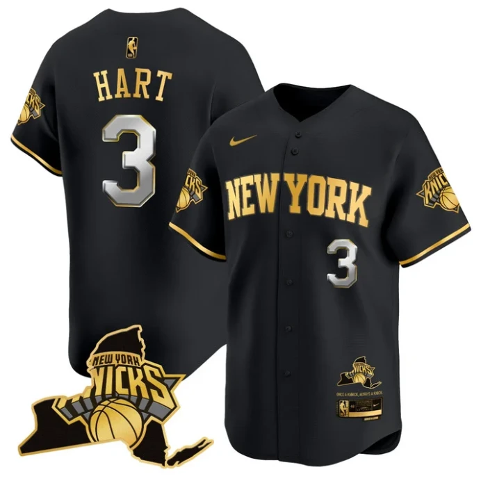 Josh Hart Jersey #3 New York Knicks Vapor Baseball Stitched Black Gold by My Store