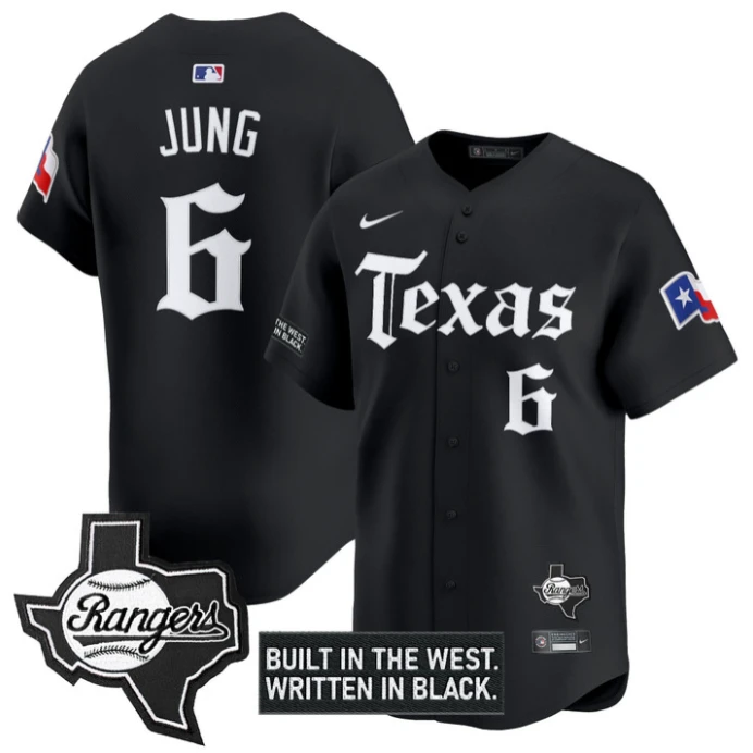 Josh Jung Jersey #6 Texas Rangers Gothic Frontier Edition Vapor Limited Stitched Black by My Store