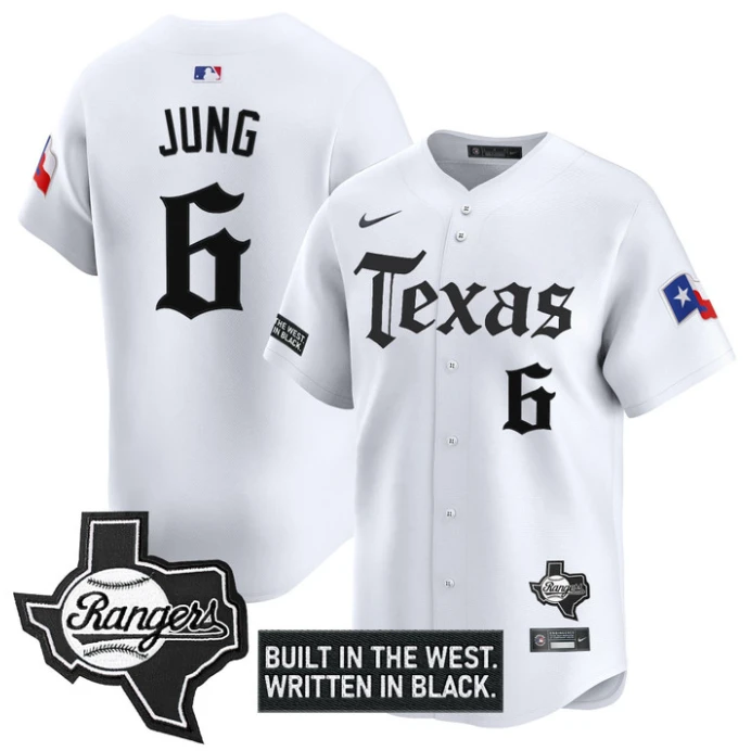 Josh Jung Jersey #6 Texas Rangers Gothic Frontier Edition Vapor Limited Stitched White by My Store