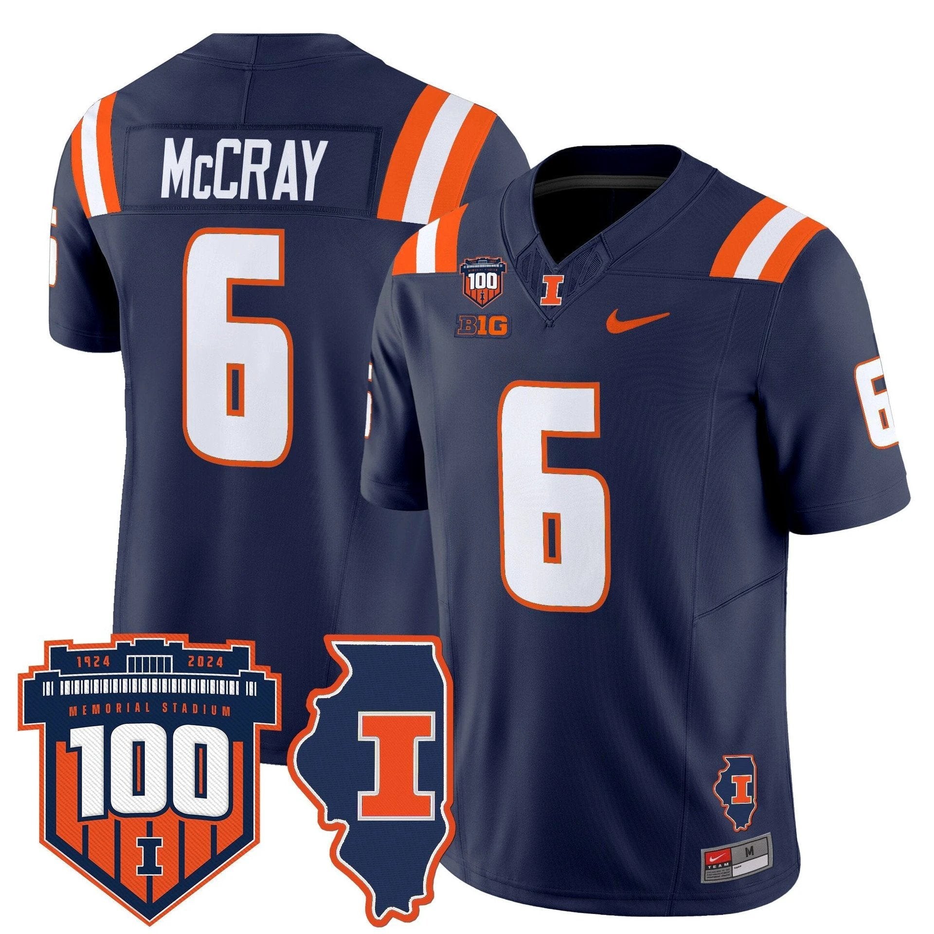 Josh McCray Jersey #6 Illinois Fighting 100th Memorial Stadium Navy by My Store
