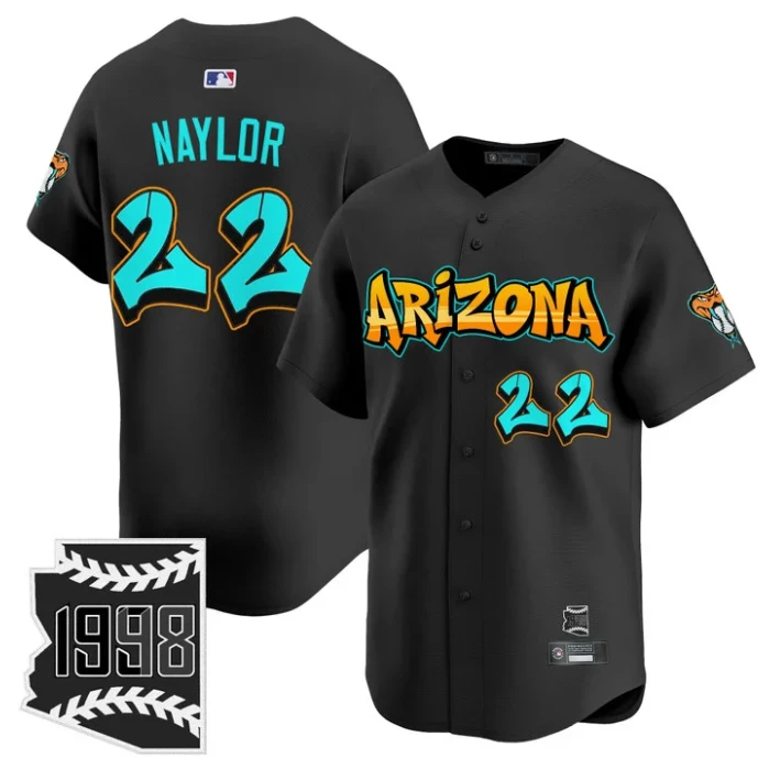 Josh Naylor Jersey #22 Arizona Diamondbacks Graffiti Desert Ink Edition Black by My Store