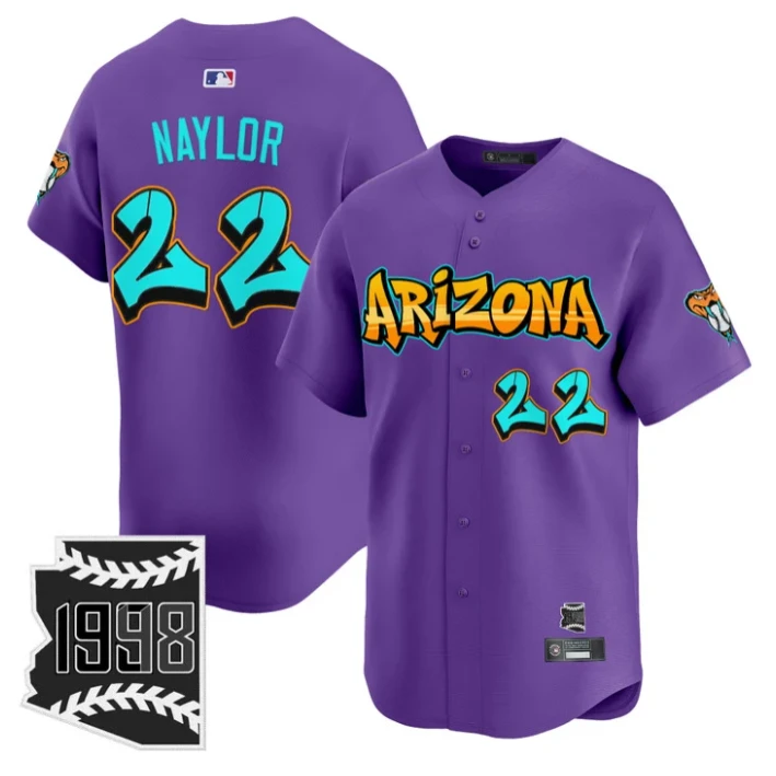 Josh Naylor Jersey #22 Arizona Diamondbacks Graffiti Desert Ink Edition Purple by My Store