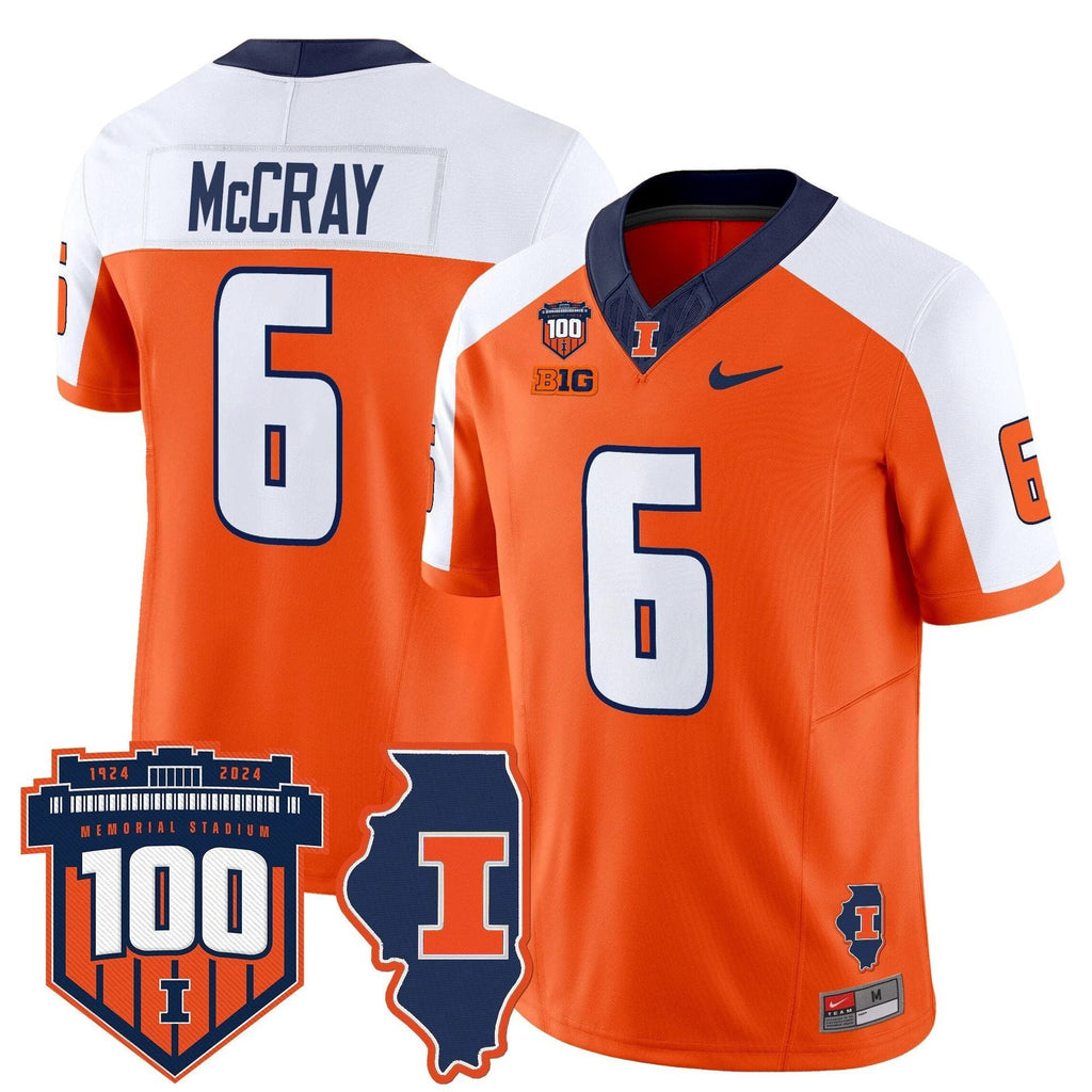 Josh McCray Jersey #6 Illinois Fighting 100th Memorial Stadium Orange Alternate by My Store