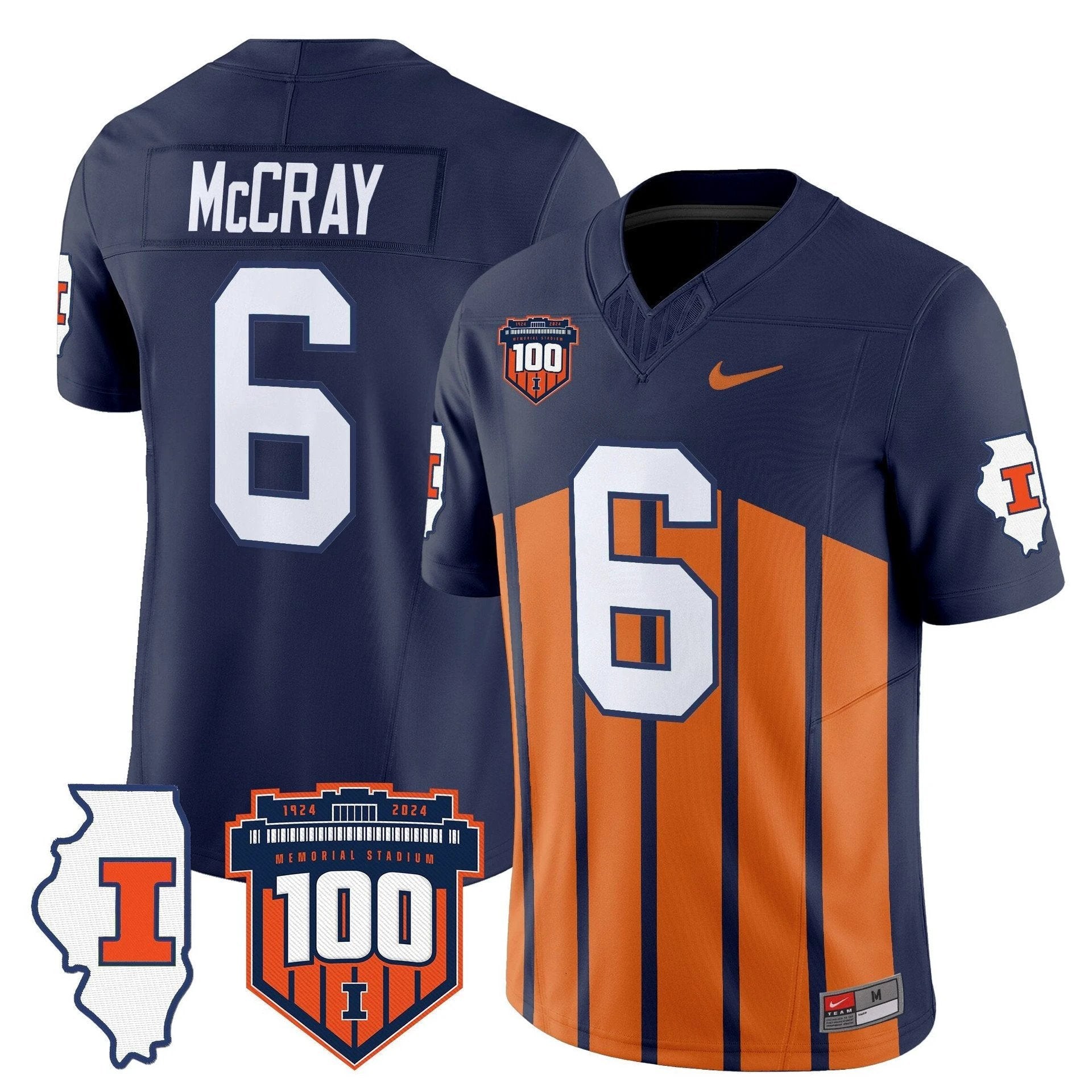 Josh McCray Jersey #6 Illinois Fighting 100th Memorial Stadium Throwback by My Store