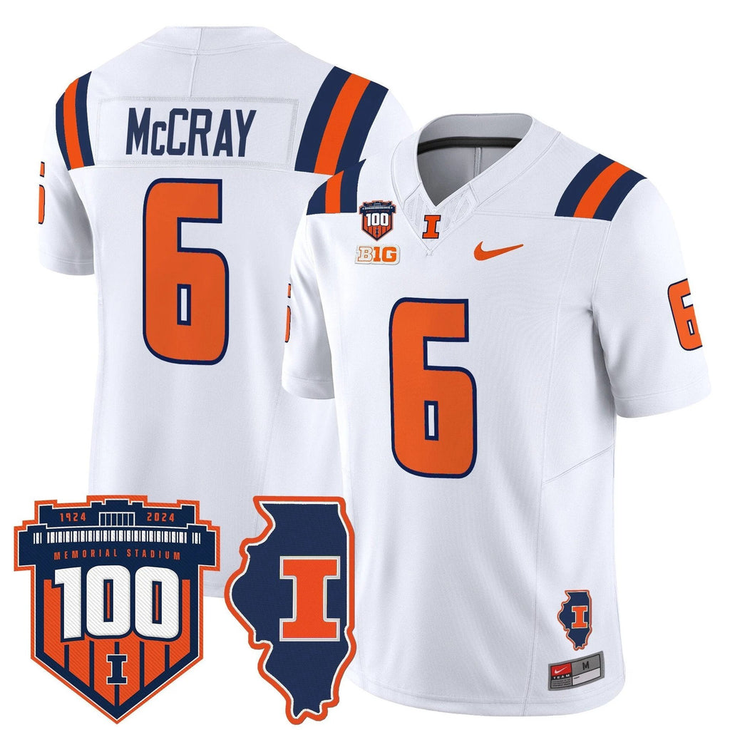 Josh McCray Jersey #6 Illinois Fighting 100th Memorial Stadium White by My Store
