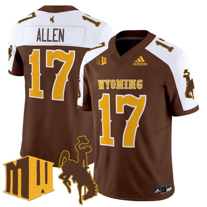 Josh Allen Jersey #17 Wyoming Cowboys 2025 Vapor Limited Stitched by My Store NCAA Football Jerseys