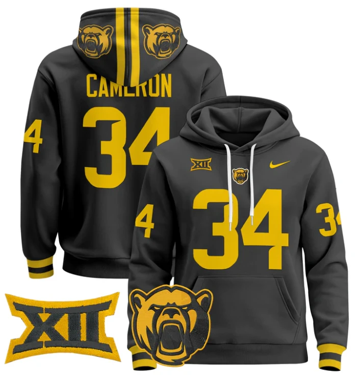 Josh Cameron Hoodie #34 Baylor Bears 2024 Pullover Stitched by Hoodie Pullover