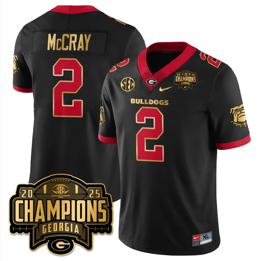 Josh McCray Jersey #2 Georgia Bulldogs SEC Champions Patch Stitched by My Store NCAA Football Jerseys