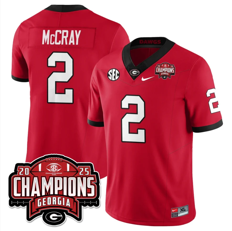 Josh McCray Jersey #2 Georgia Bulldogs SEC Champions Patch Stitched by My Store NCAA Football Jerseys