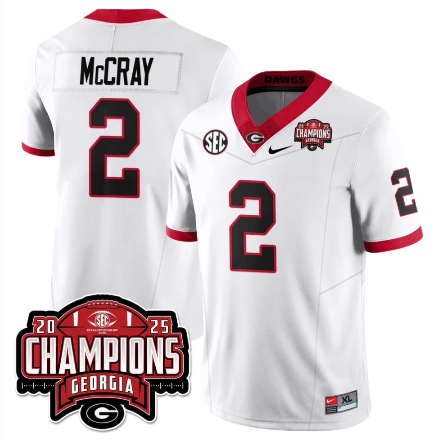 Josh McCray Jersey #2 Georgia Bulldogs SEC Champions Patch Stitched by My Store NCAA Football Jerseys