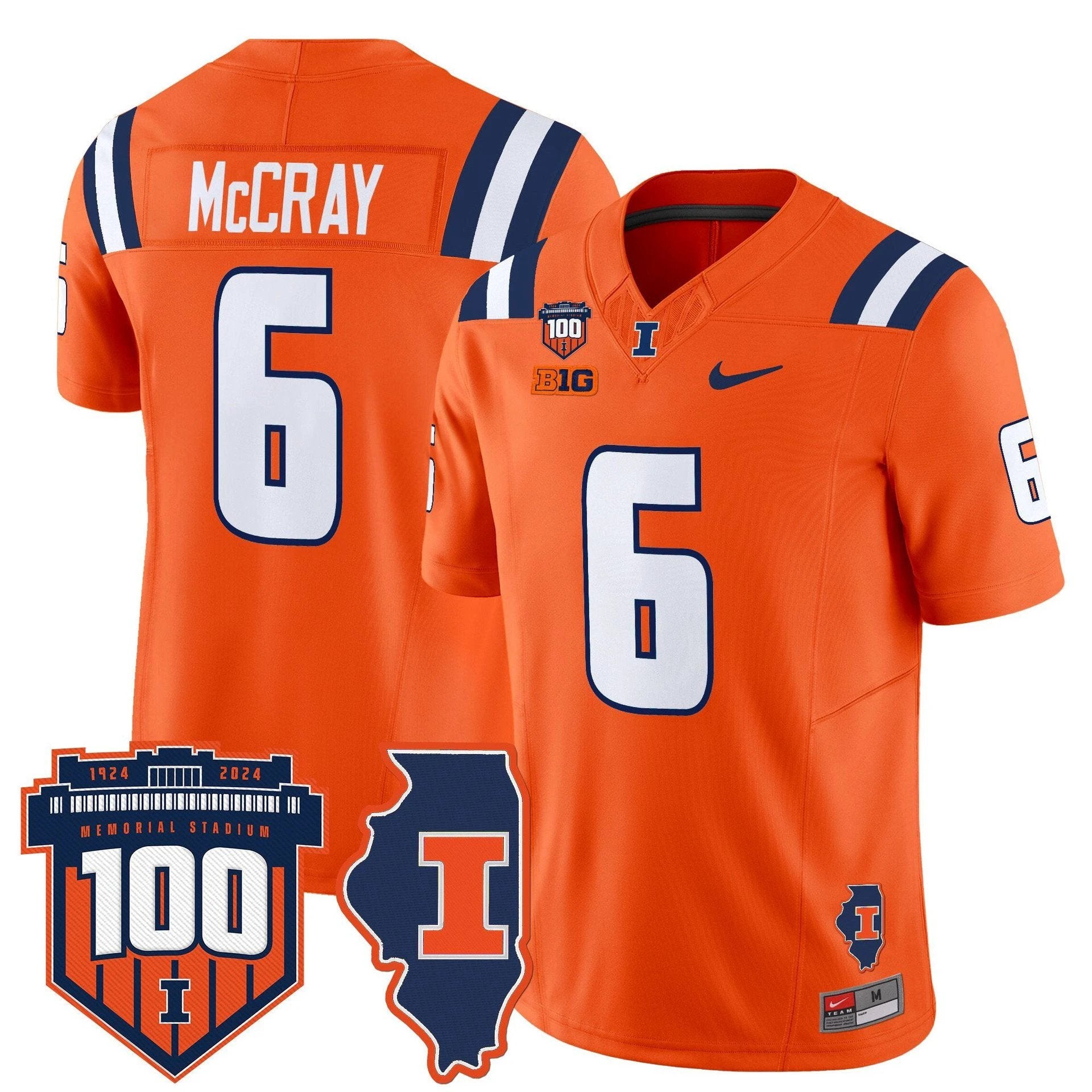 Josh McCray Jersey #6 Illinois Fighting 100th Memorial Stadium by My Store NCAA Football Jerseys