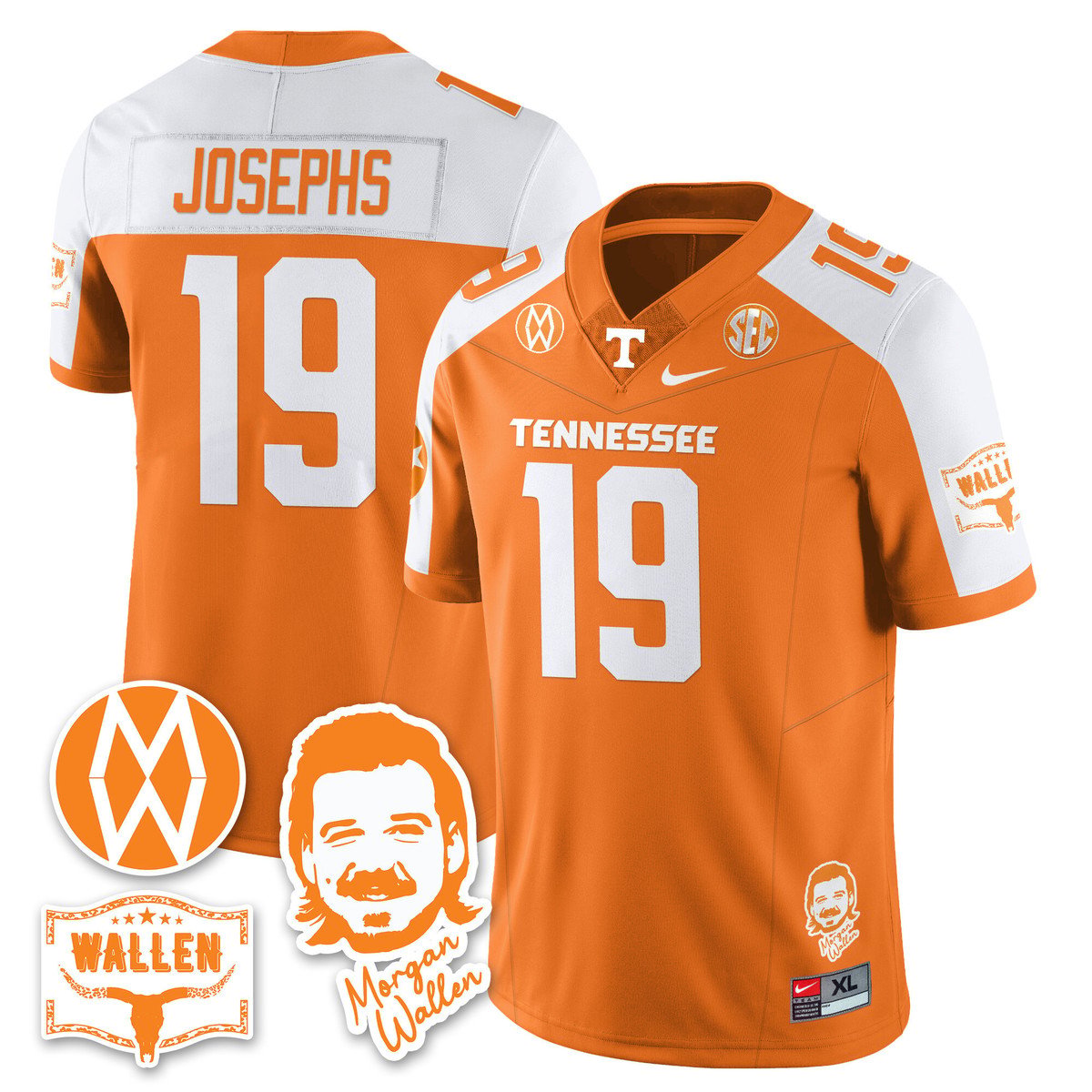 Joshua Josephs Jersey #19 Tennessee Vols Morgan Wallen 2025 Stitched Orange Alter by My Store