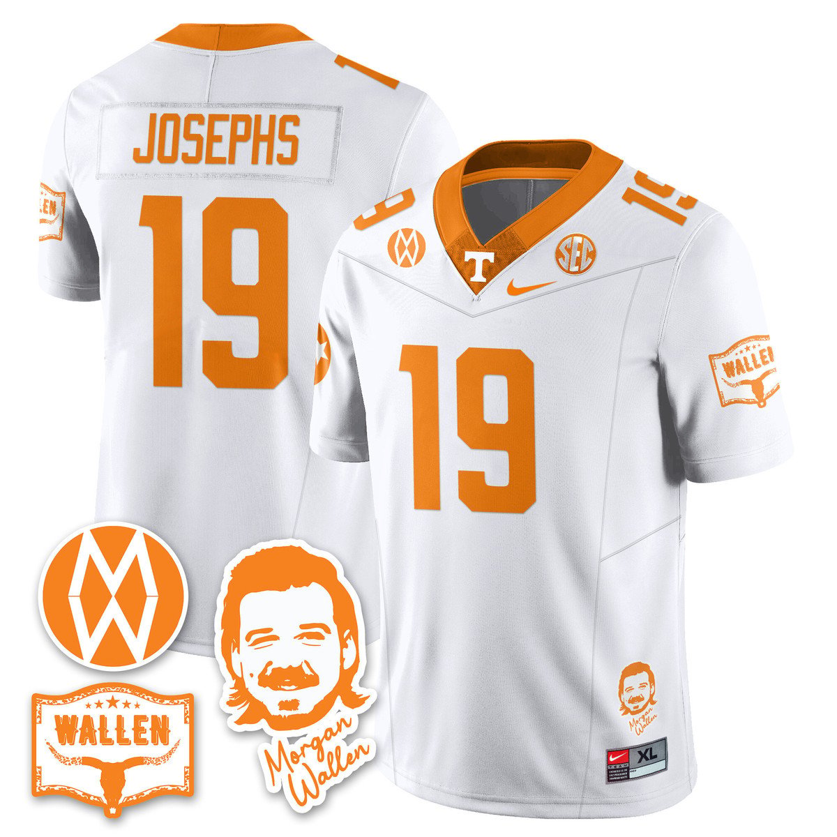 Joshua Josephs Jersey #19 Tennessee Vols Morgan Wallen 2025 Stitched by My Store NCAA Football Jerseys