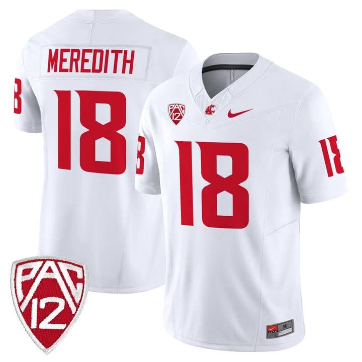 Joshua Meredith Jersey #18 Washington State Cougars 2025 Vapor Limited Stitched by My Store NCAA Football Jerseys