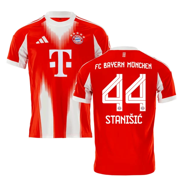 Josip Stanisic 44 Bayern Munich 2025-26 Home Jersey – Red by Soccer Jersey