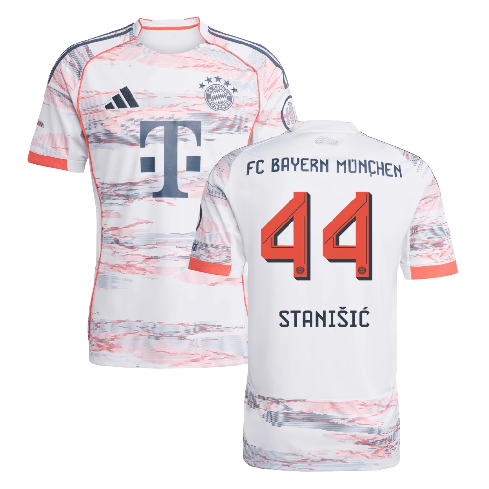 Josip Stanisic #44 Bayern Munich 2025-26 Away Men Jersey – White by Soccer Jersey