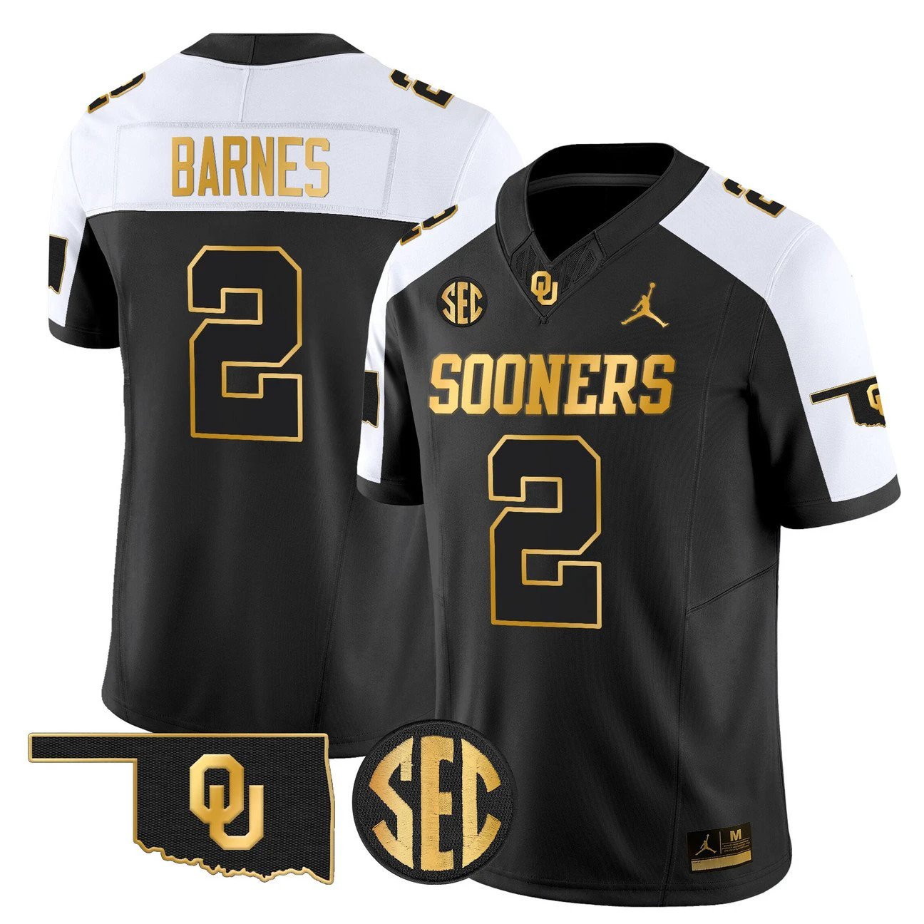 Jovantae Barnes Jersey #2 Oklahoma Sooners 2025 Gold Stitched by My Store NCAA Football Jerseys