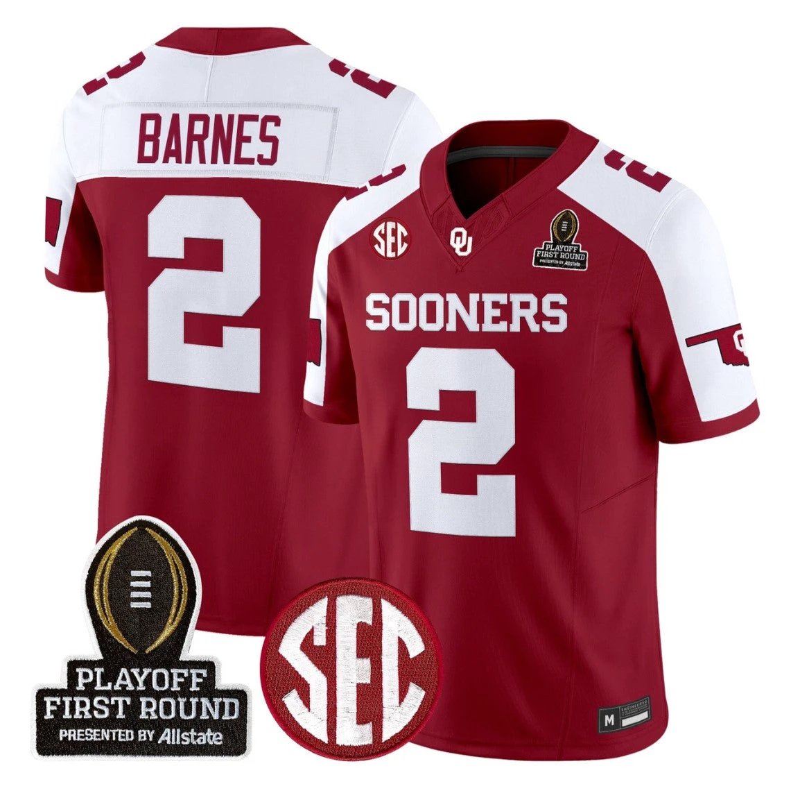 Jovantae Barnes Jersey #2 Oklahoma Sooners 2025 Playoff First Round by My Store NCAA Football Jerseys