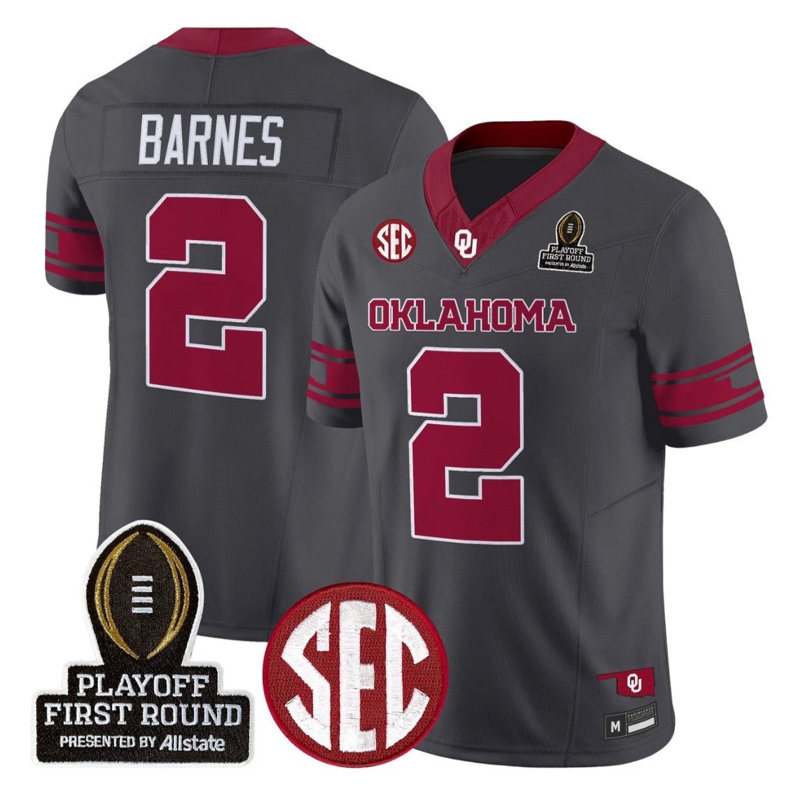 Jovantae Barnes Jersey #2 Oklahoma Sooners 2025 Playoff First Round by My Store NCAA Football Jerseys