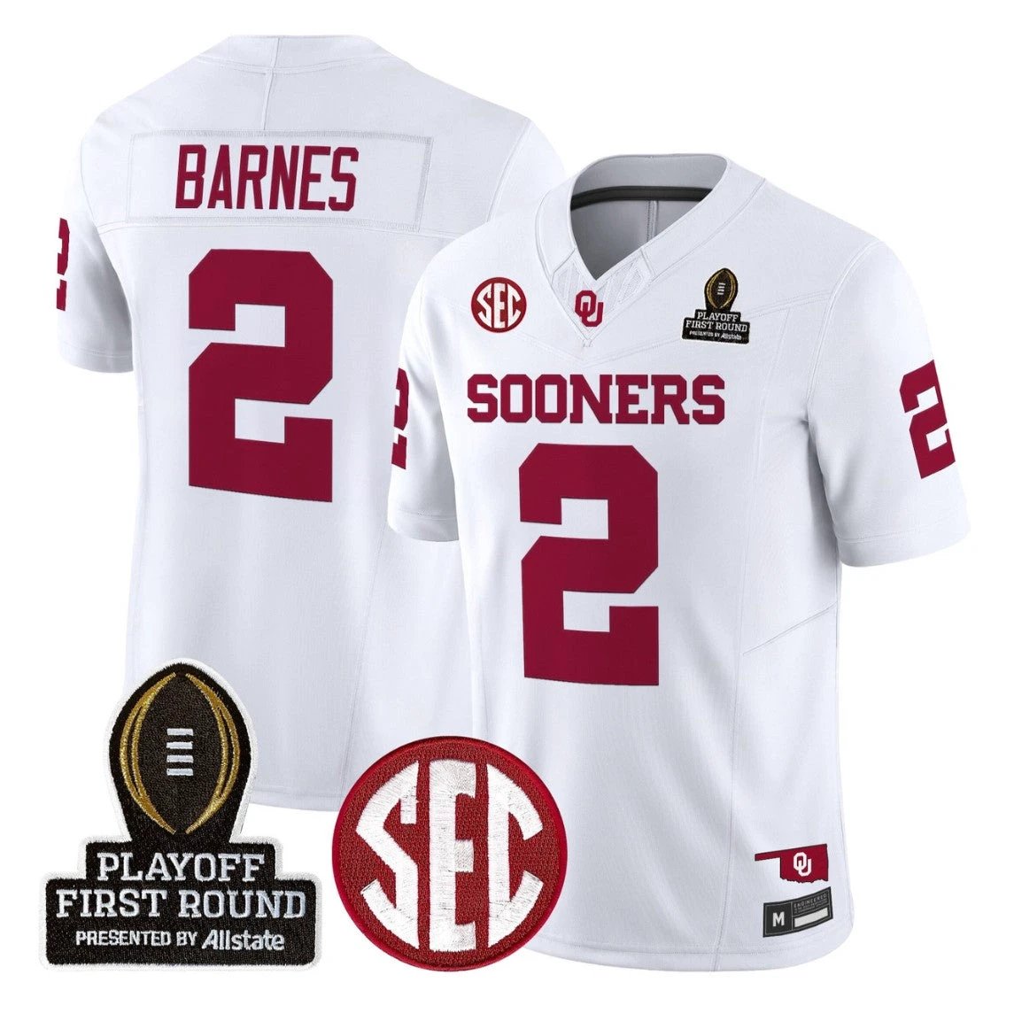 Jovantae Barnes Jersey #2 Oklahoma Sooners 2025 Playoff First Round by My Store NCAA Football Jerseys