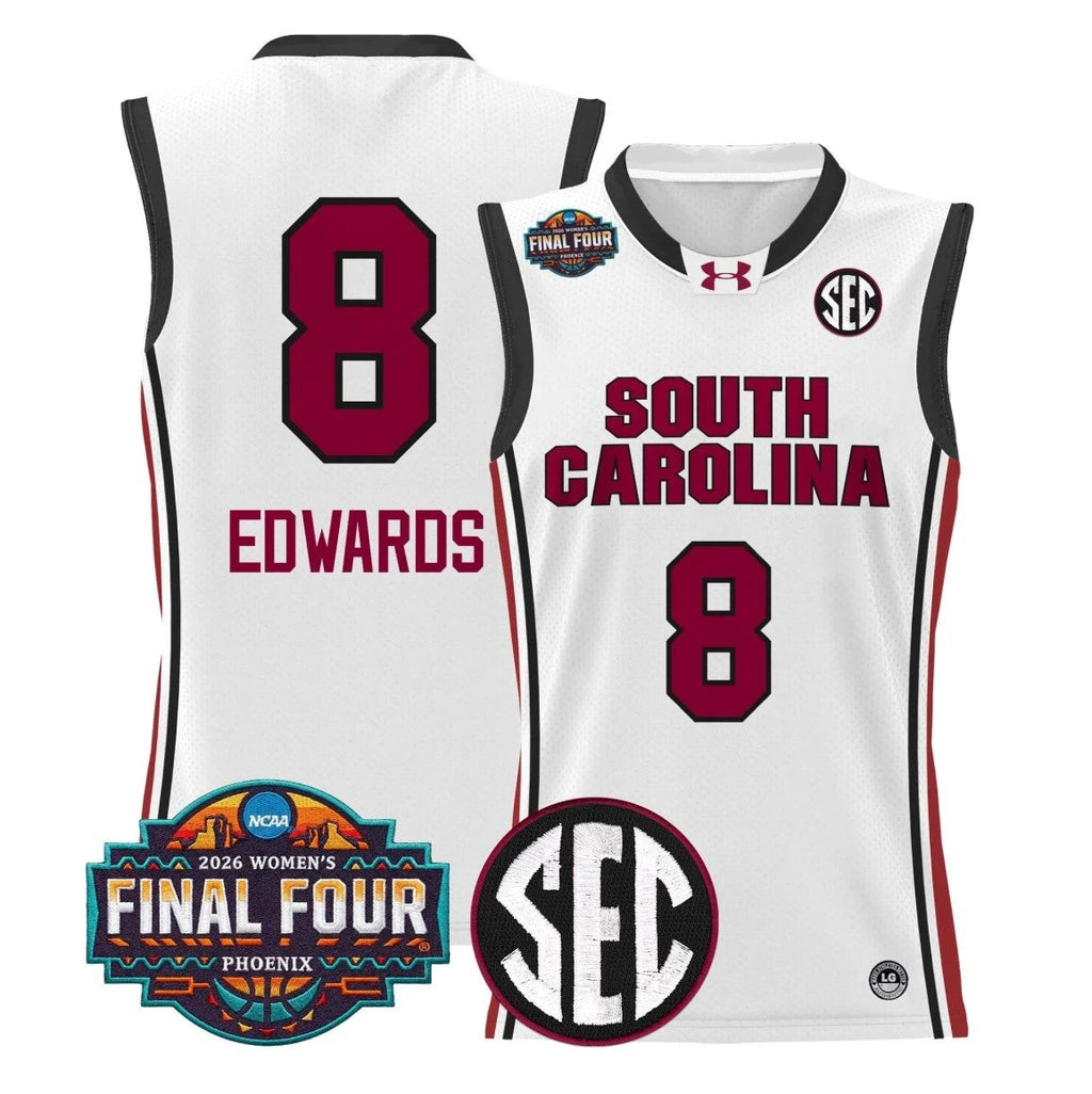 Joyce Edwards Jersey #8 South Carolina 2026 Final Four Stitched White by My store basketball
