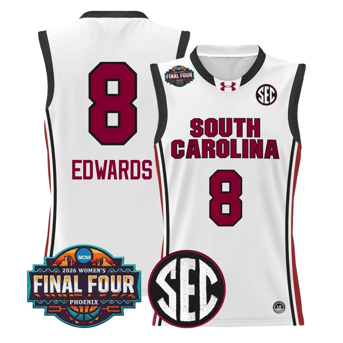 Joyce Edwards Jersey #8 South Carolina 2026 Final Four Stitched White by My store basketball