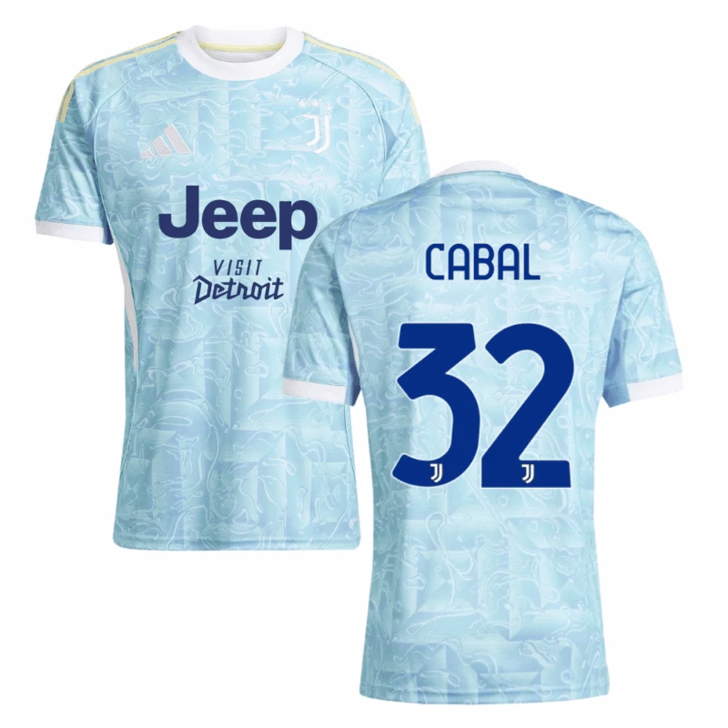Juan Cabal 32 Juventus 2025-26 Away Match Jersey – Light Blue by Soccer Jersey