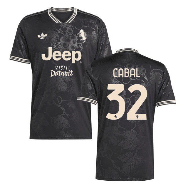 Juan Cabal 32 Juventus 2025-26 Third Match Jersey – Black by Soccer Jersey