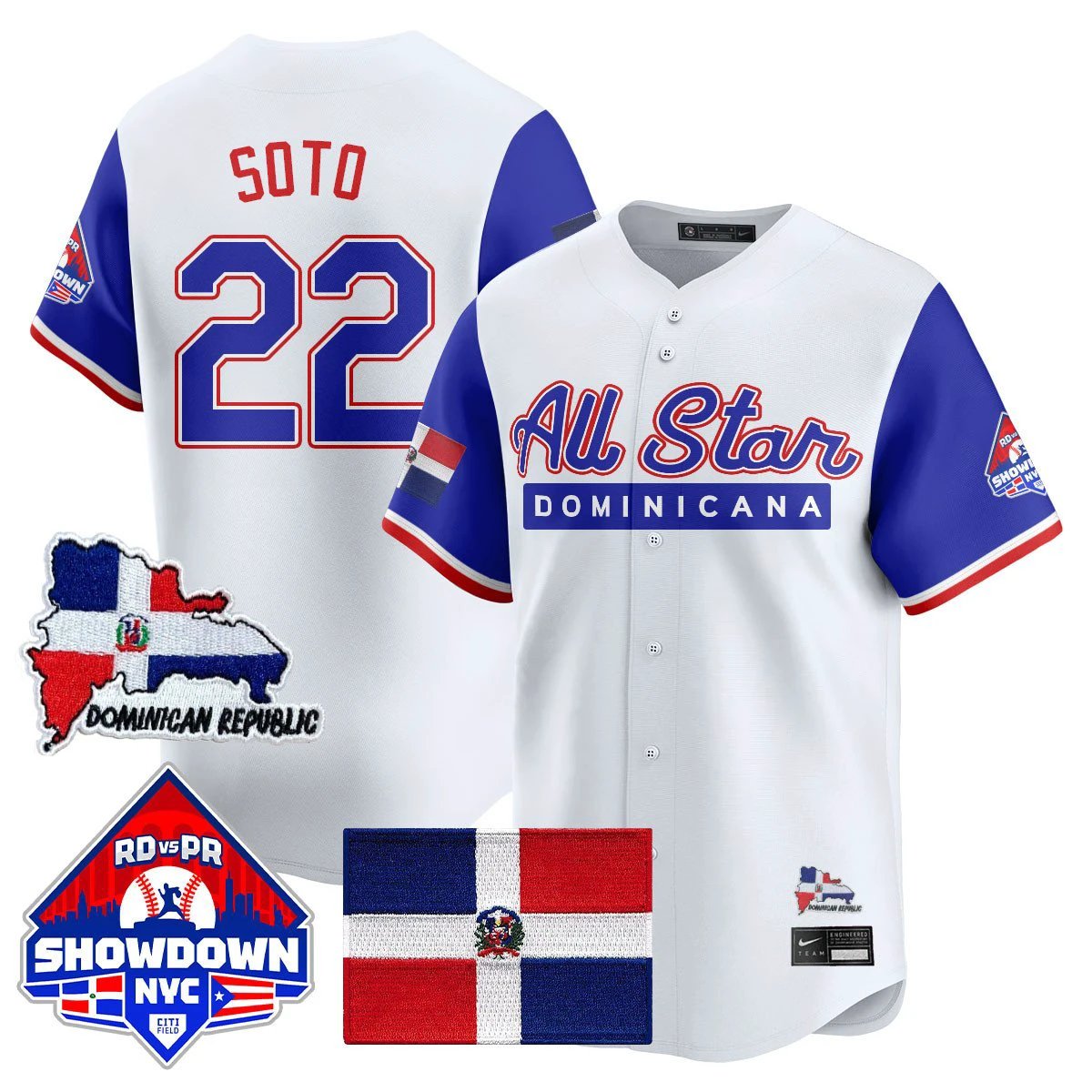 Juan Soto Jersey #22 Dominican Republic Baseball All-Star 2025 Blue Sleeves by My Store