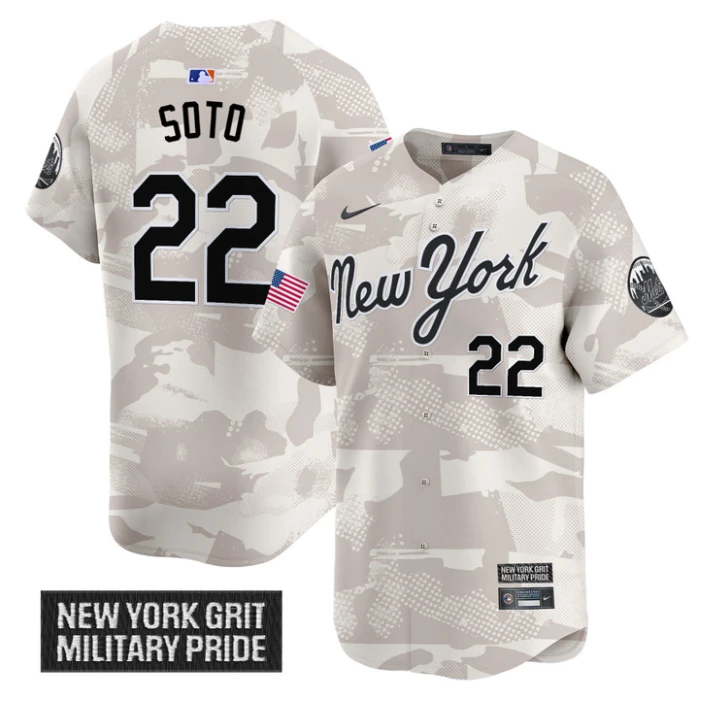 Juan Soto Jersey #22 New York Mets 2025 Armed Forces Day Vapor Stitched Camo by My Store
