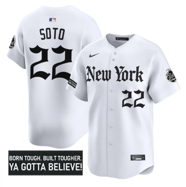 Juan Soto Jersey #22 New York Mets Gothic Borough Edition Stitched White by My Store