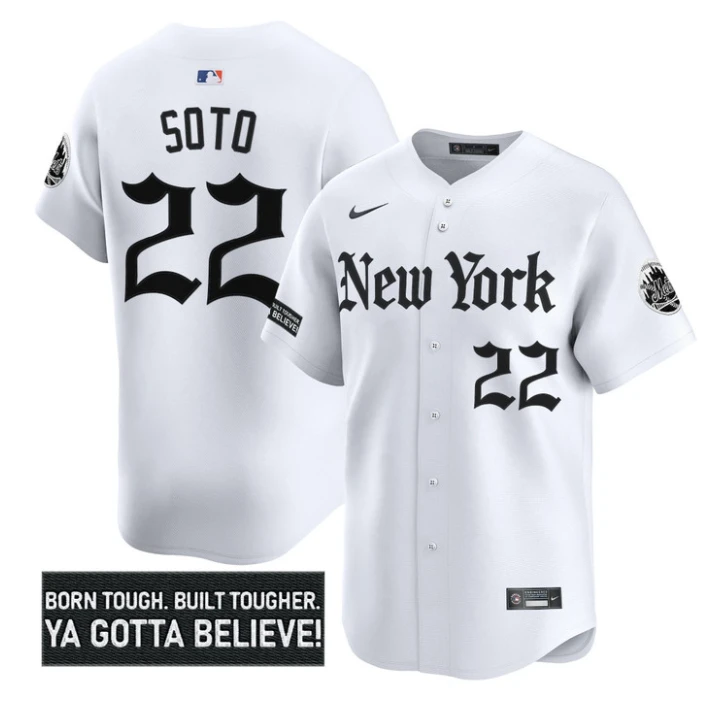 Juan Soto Jersey #22 New York Mets Gothic Borough Edition Stitched White by My Store