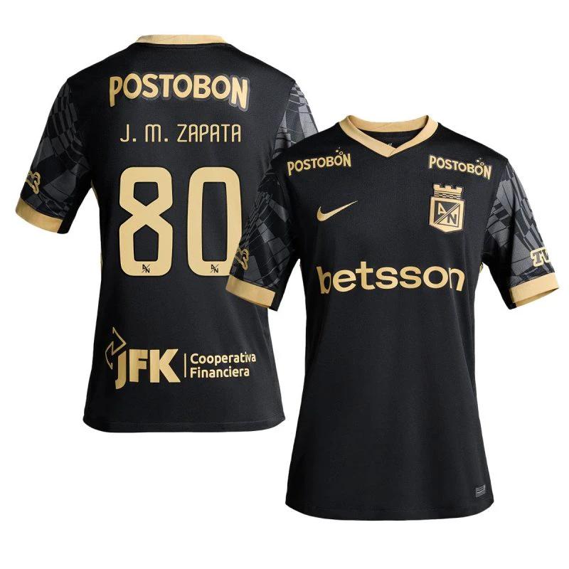 Juan Zapata 80 Atlético Nacional 2025-26 Away Men Jersey – Black by Soccer Jersey