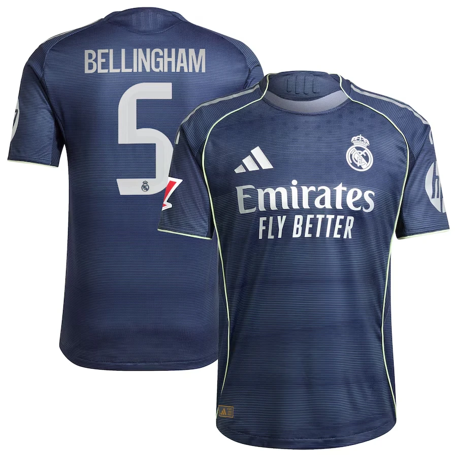 Jude Bellingham 5 Real Madrid 2025-26 Away Jersey – Blue by Soccer Jersey