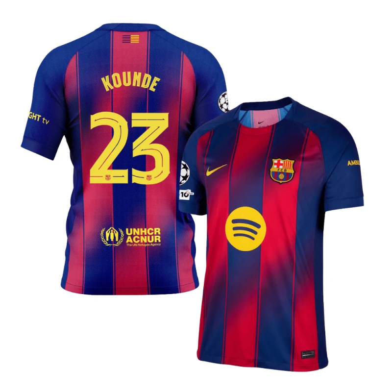 Jules Kounde 23 Barcelona 2025-26 Home Jersey – Scarlet by Soccer Jersey