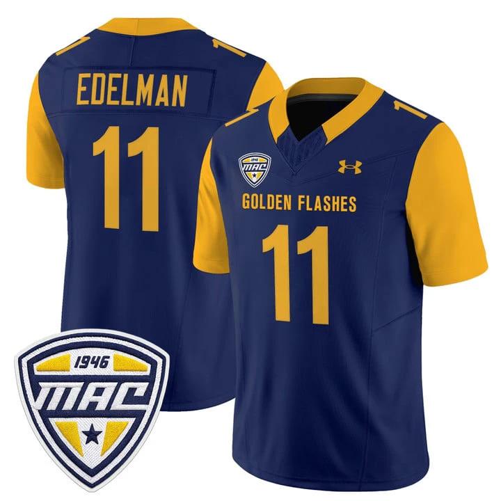 Julian Edelman Jersey #11 Kent State Golden Flashes 2025 Stitched Navy by NCAA Football Jersey