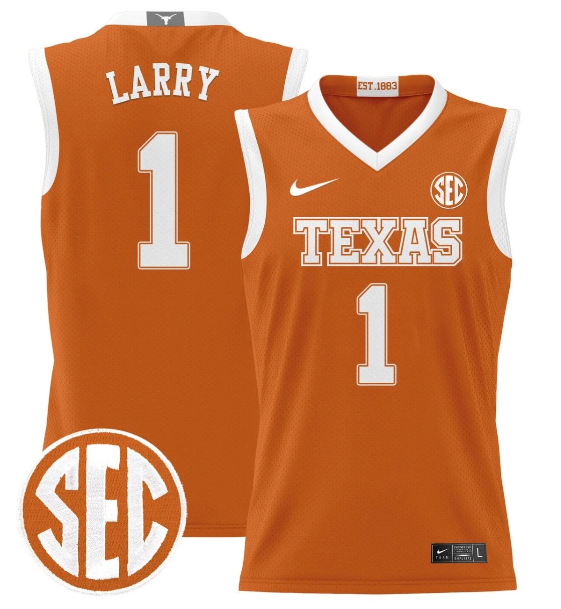 Julian Larry Jersey #1 Texas Longhorns 2024 Lightweight Basketball Orange by My store basketball
